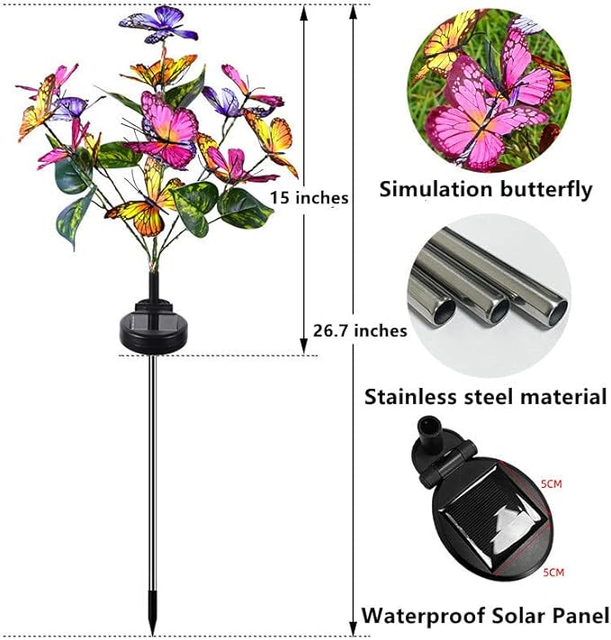 مصابيح فراشة شمسية للحديقة