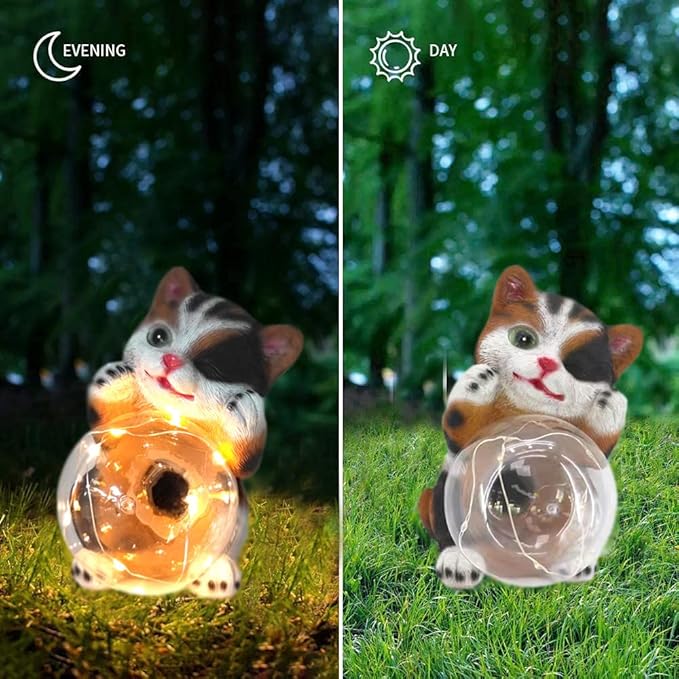 قطة مضيئة للحديقة