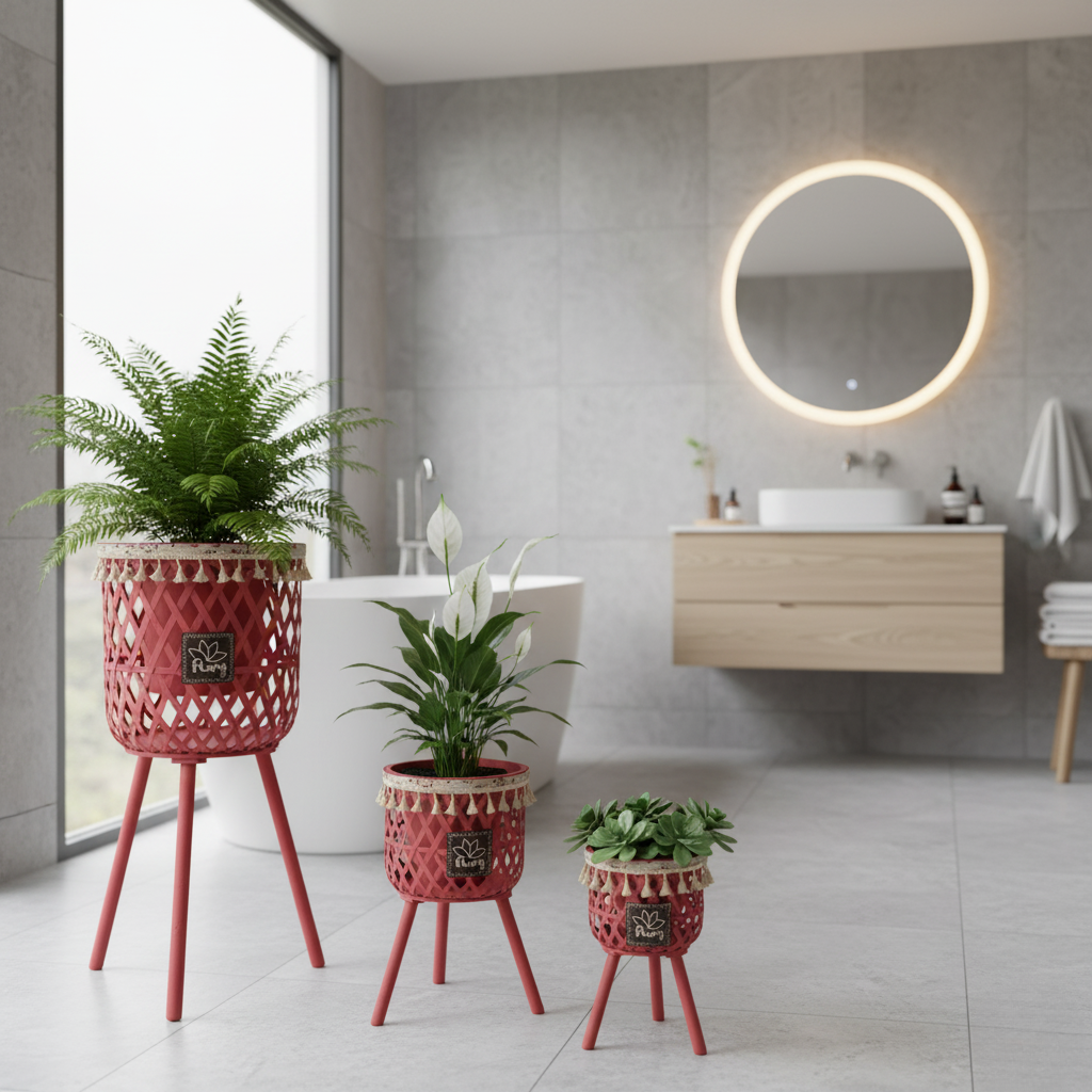 مجموعة من 3 حوامل نباتات منسوجة ومتدرجة - ألوان متعددة