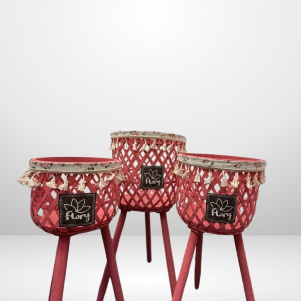 مجموعة من 3 حوامل نباتات منسوجة ومتدرجة - ألوان متعددة