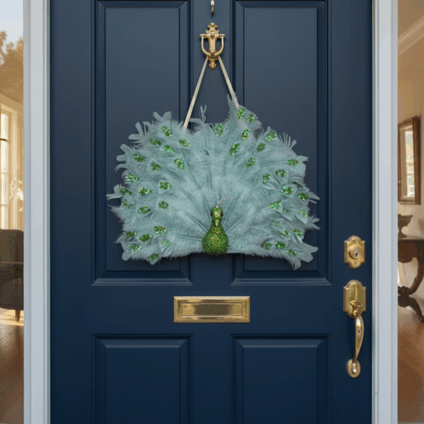 مجسم طاووس مزين بالريش - قطعة ديكور معلقة