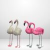 مجموعة مجسمات طيور فلامنجو باللونين الأبيض والوردي - ديكور للحديقة