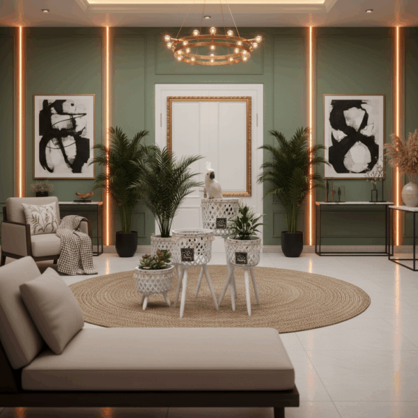 مجموعة من 3 حوامل نباتات منسوجة ومتدرجة - ألوان متعددة