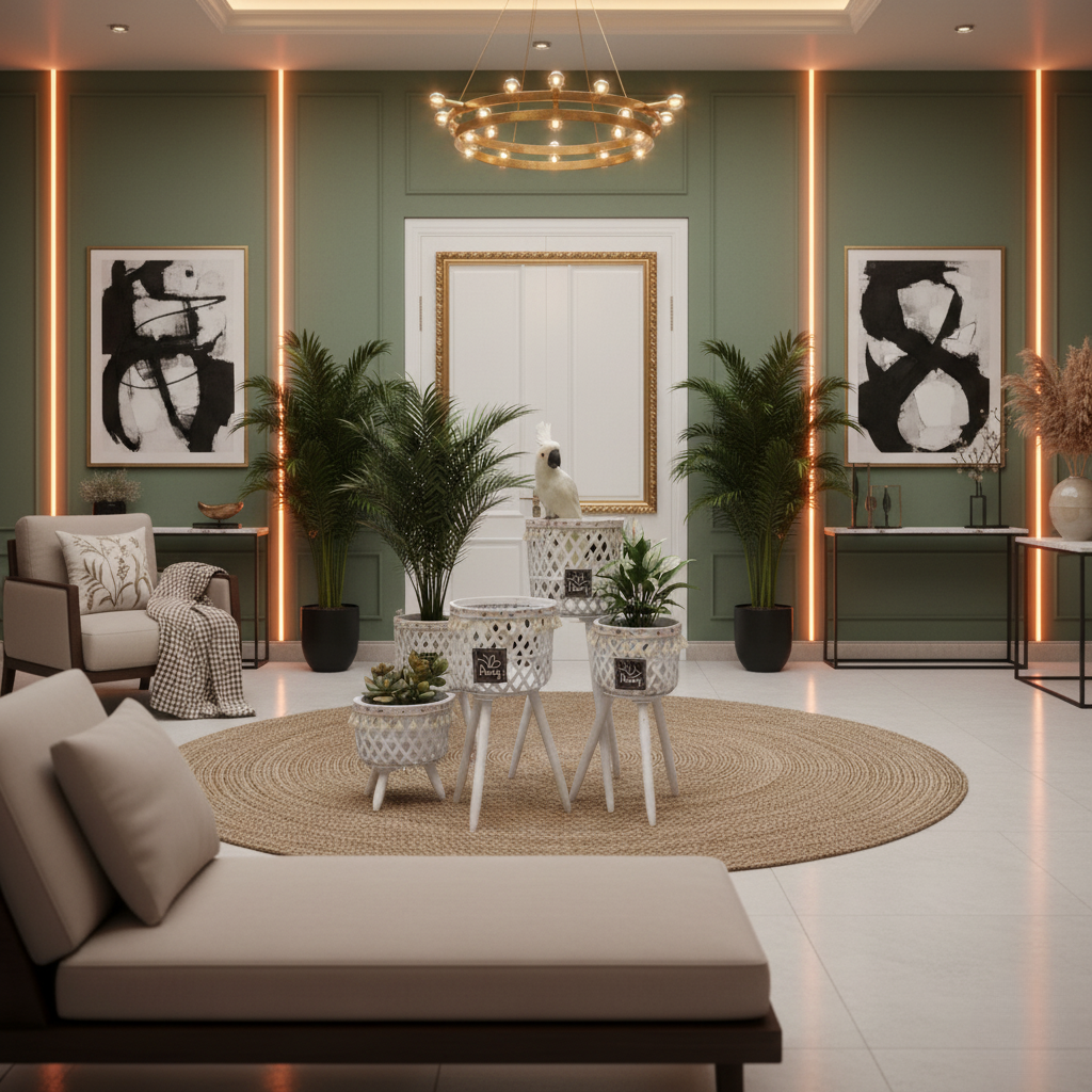 مجموعة من 3 حوامل نباتات منسوجة ومتدرجة - ألوان متعددة