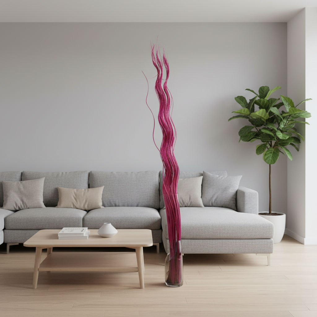 أعواد زينة باللون الوردي بتصميم متموج - للحرف اليدوية والفازات