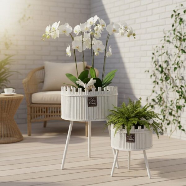 مجموعة من 3 حوامل نباتات منسوجة متدرجة بتصميم التاج - ألوان متعددة