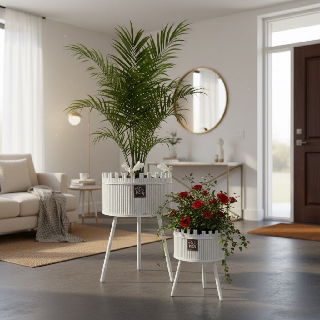 مجموعة من 3 حوامل نباتات منسوجة متدرجة بتصميم التاج - ألوان متعددة