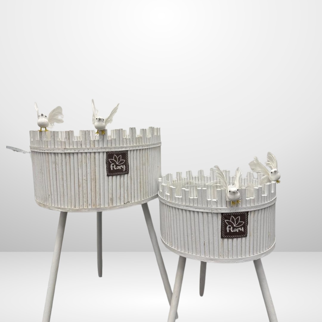 مجموعة من 3 حوامل نباتات منسوجة متدرجة بتصميم التاج - ألوان متعددة