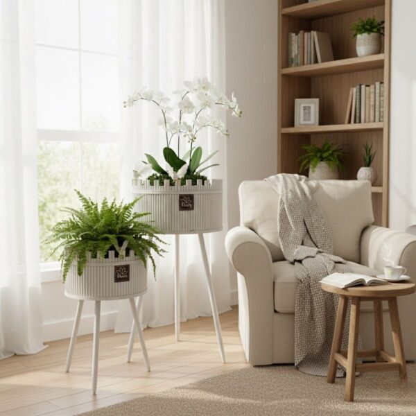 مجموعة من 3 حوامل نباتات منسوجة متدرجة بتصميم التاج - ألوان متعددة