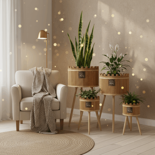 مجموعة من 3 حوامل نباتات منسوجة متدرجة بتصميم التاج - ألوان متعددة