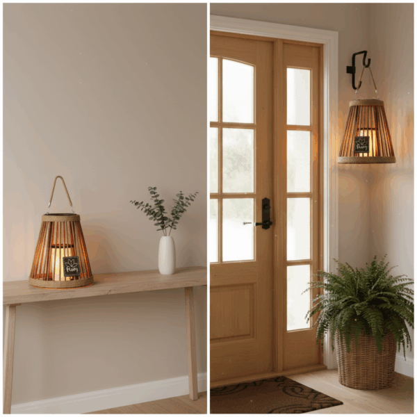 فانوس خشبي بمقبض من الحبال من Flory - ألوان متعددة