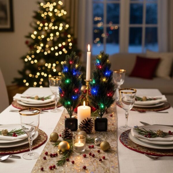 مجموعة أشجار زينة مضيئة تعمل بالطاقة الشمسية