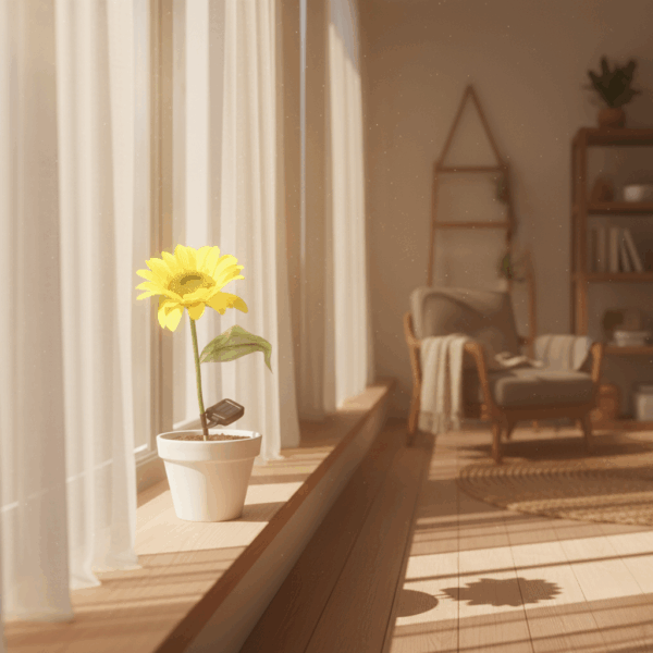 زهرة عباد الشمس اصطناعية باللون الأصفر بساق