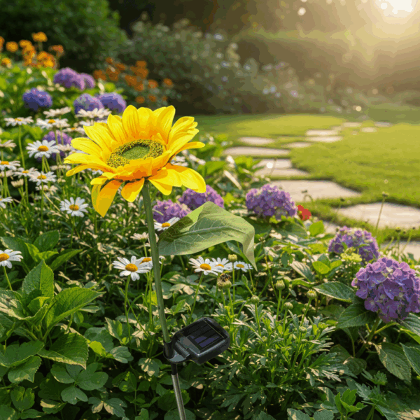 زهرة عباد الشمس اصطناعية باللون الأصفر بساق