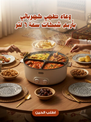 وعاء طهي كهربائي بأربع شبكات سعة 6 لتر