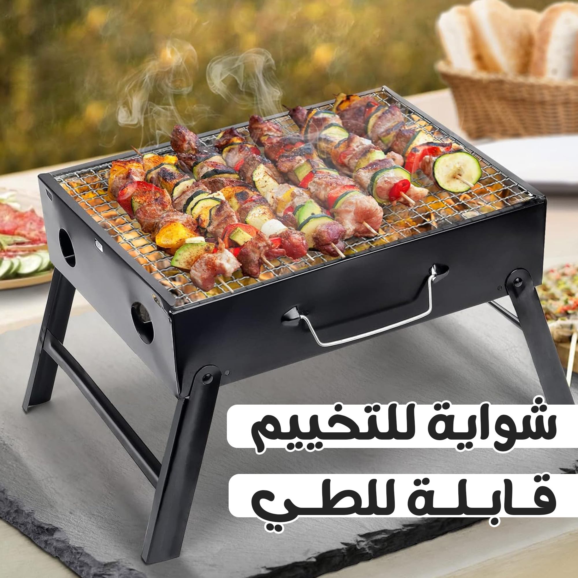 شواية قابلة للطي للتخييم