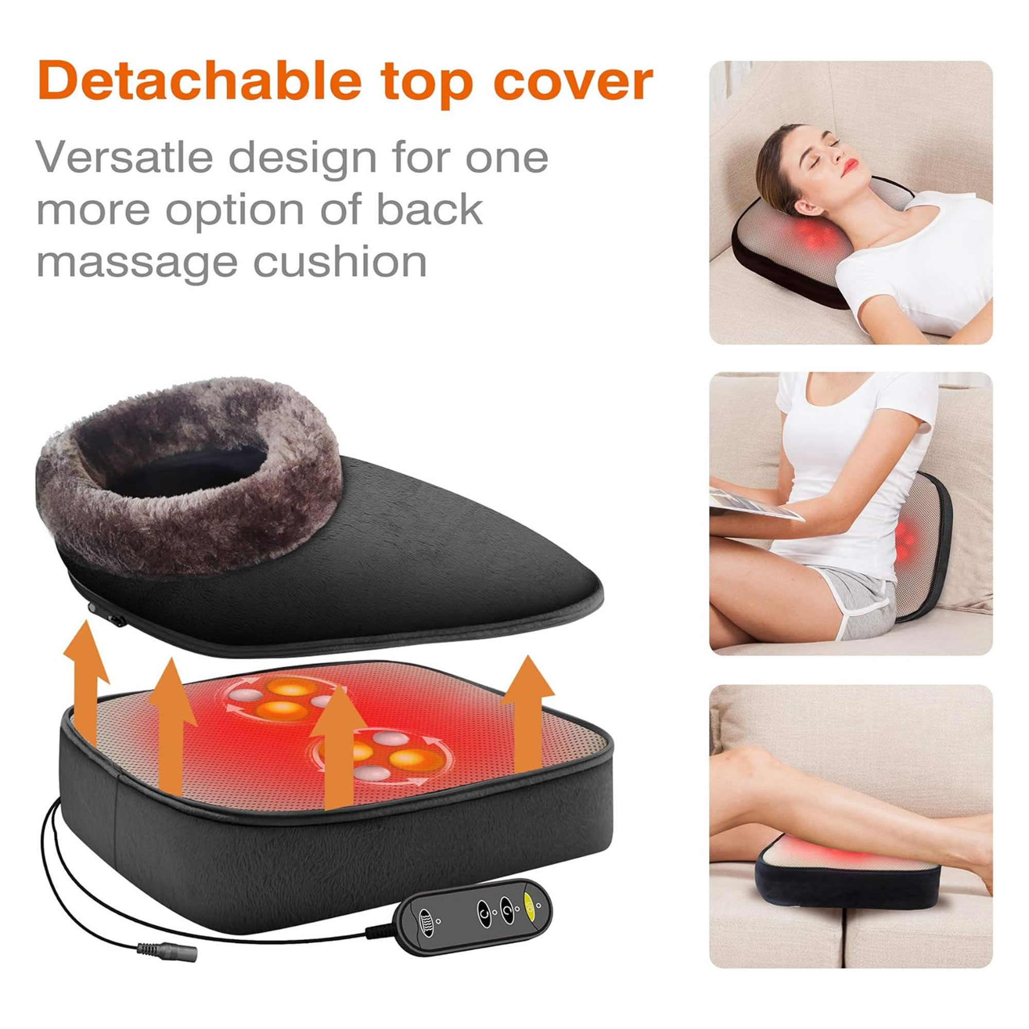 جهاز تدليك القدمين الكهربائي المخملي المزود بخاصية التسخين وبكرة تدليك اهتزازية - ضمان عام