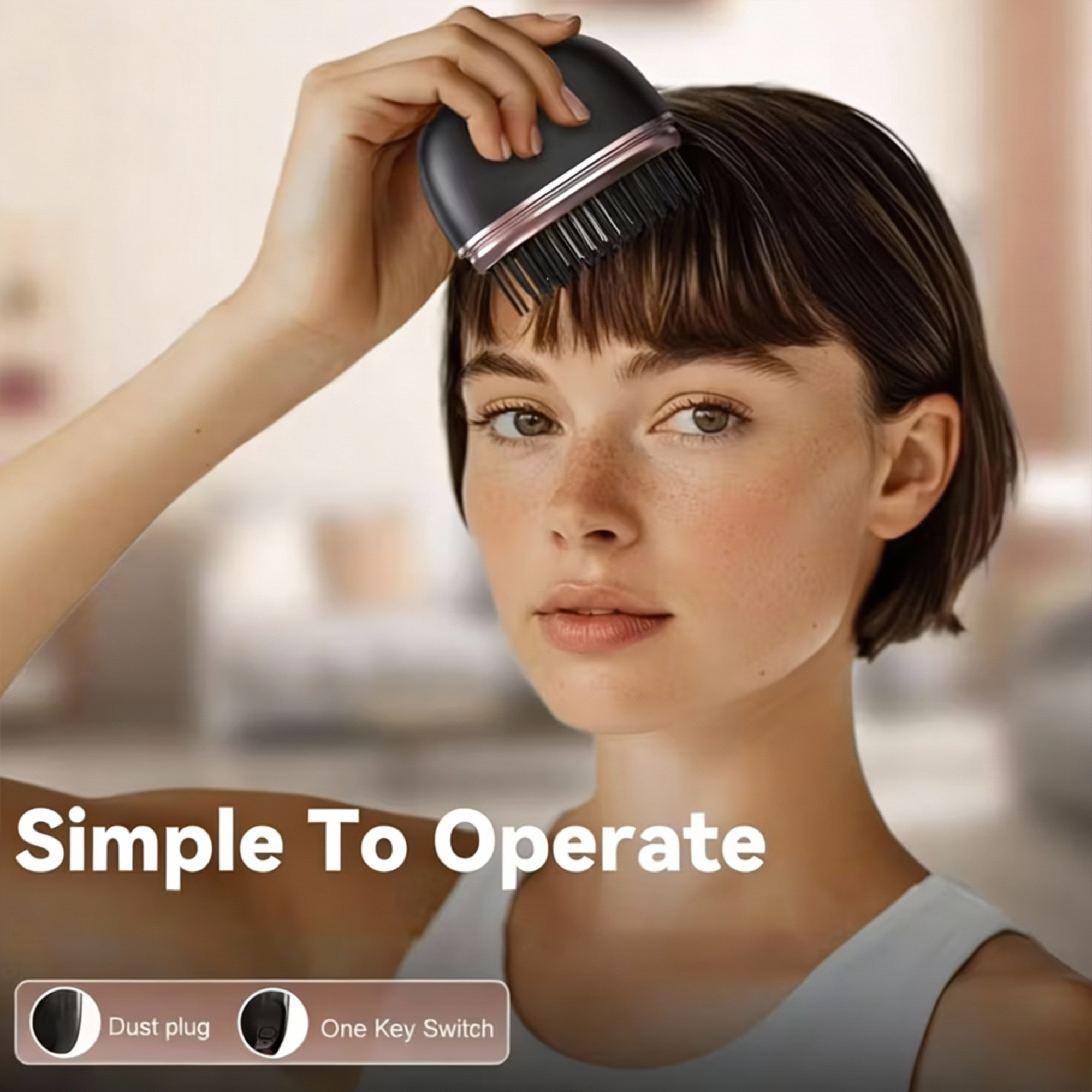 مشط تمليس الشعر اللاسلكي الصغير المحمول 2 في 1