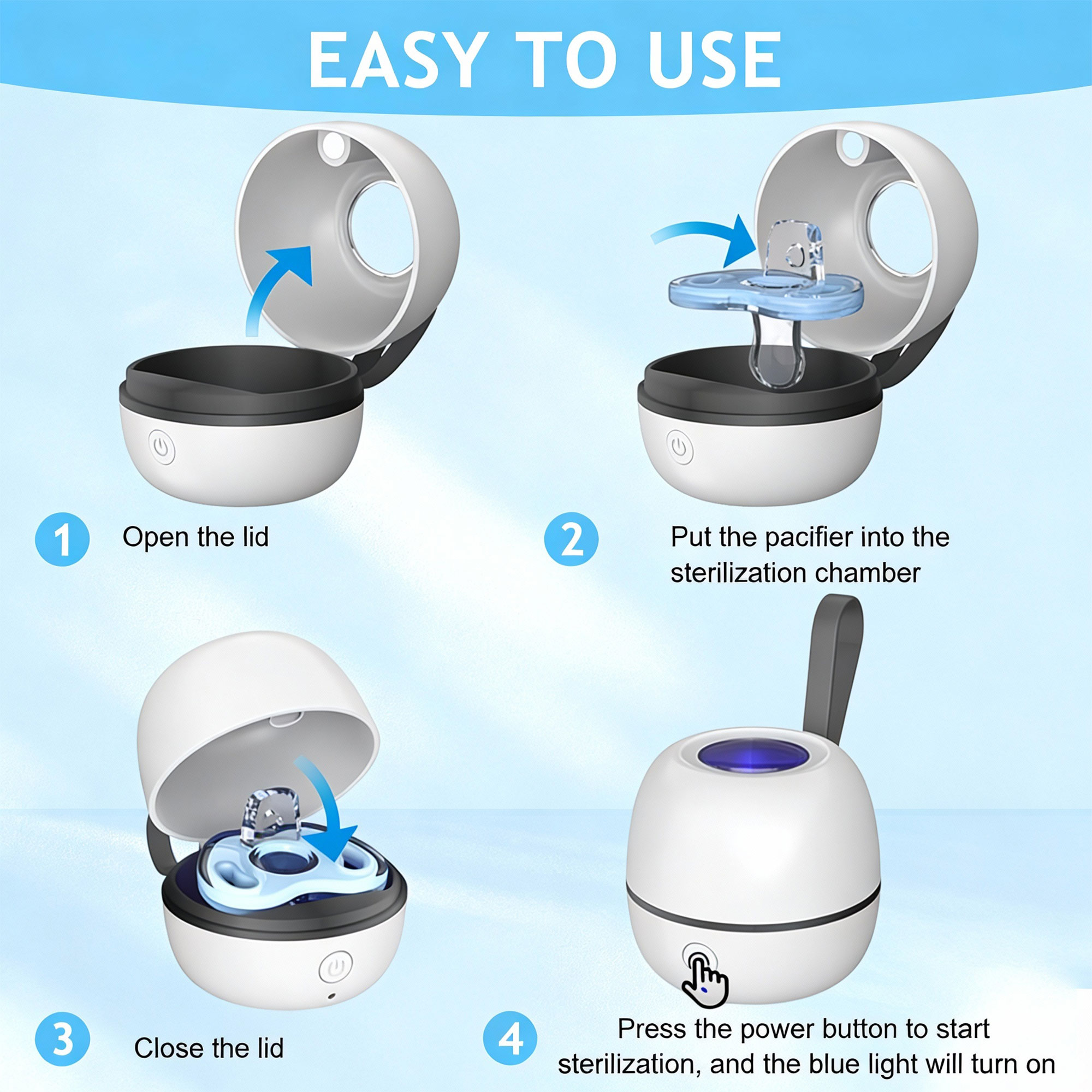 جهاز معقم للهاية الأطفال قابل لإعادة الشحن يعمل بالأشعة فوق البنفسجية