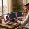 محطة العمل المحمولة بشاشتين